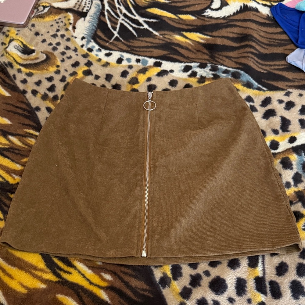 SHEIN Corduroy Zip Up Skirt